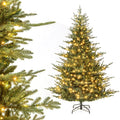 7 FT Pre-Lit Layered Christmas Tree with 1102 PE and PVC Tips and 350 Warm White LEDs