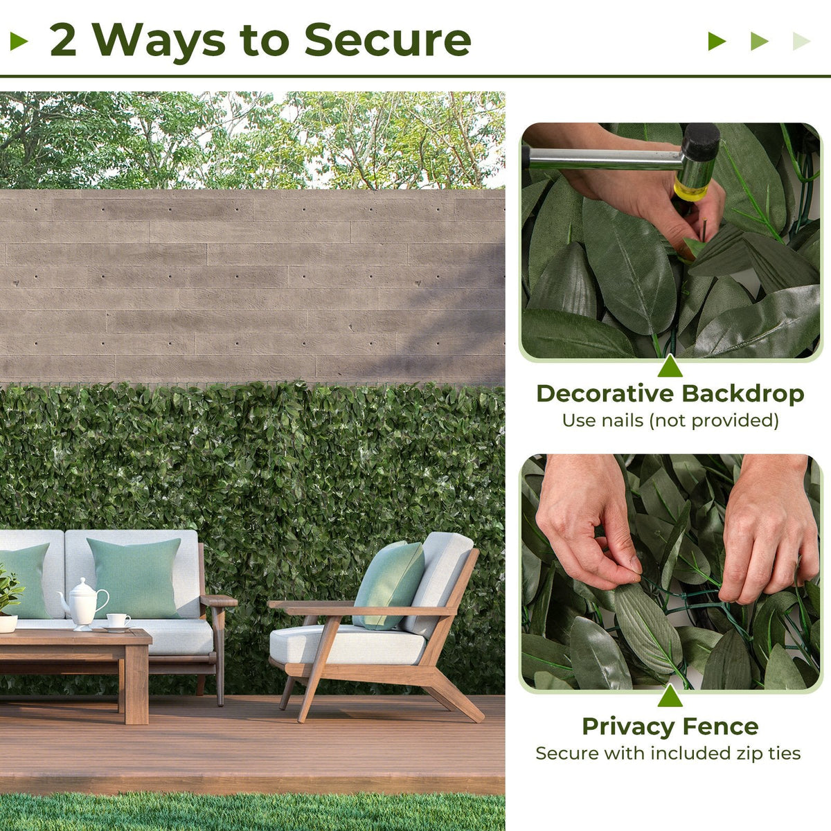 Artificial Lily Leaf Privacy Fence for Garden Yard Balcony Deck