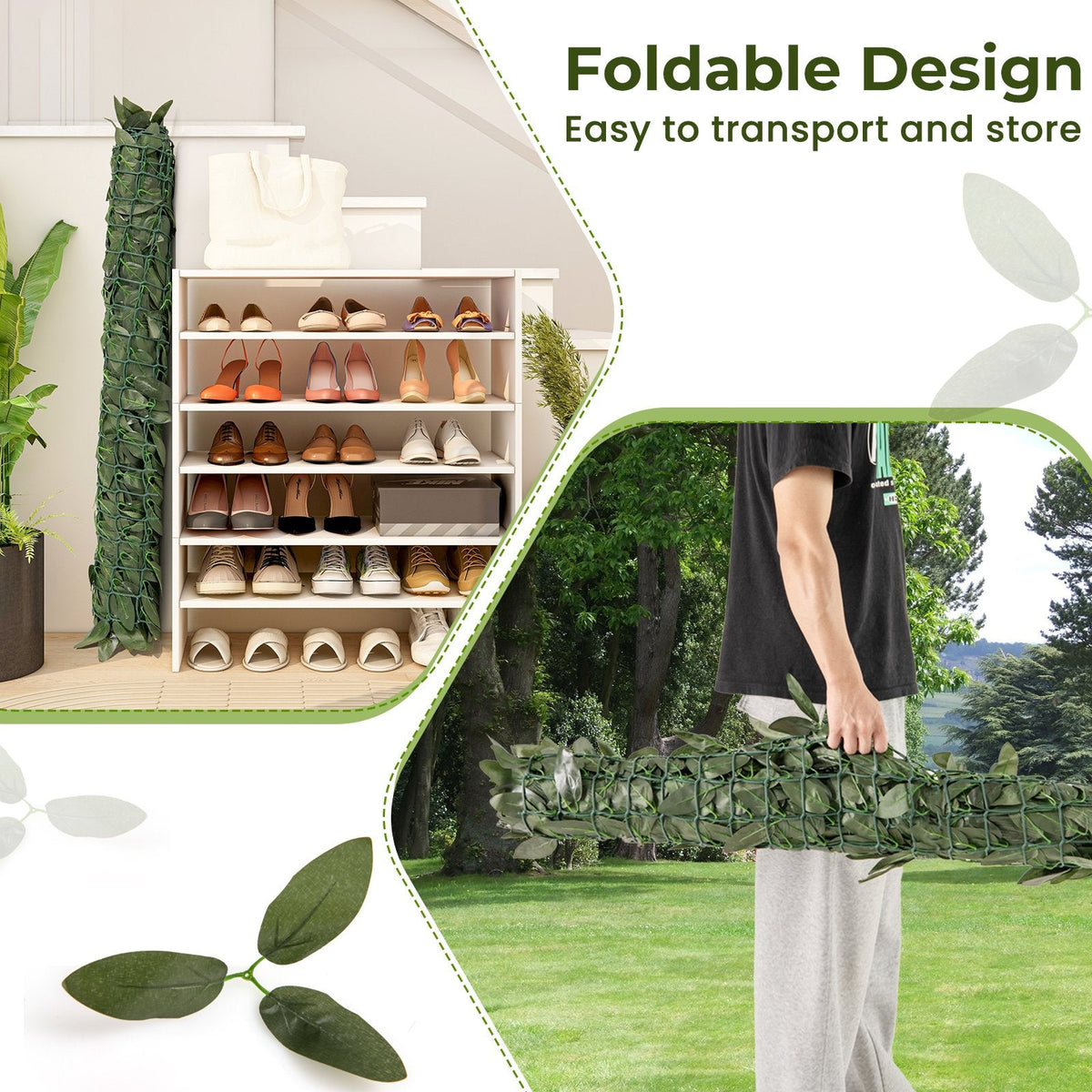 Artificial Lily Leaf Privacy Fence for Garden Yard Balcony Deck