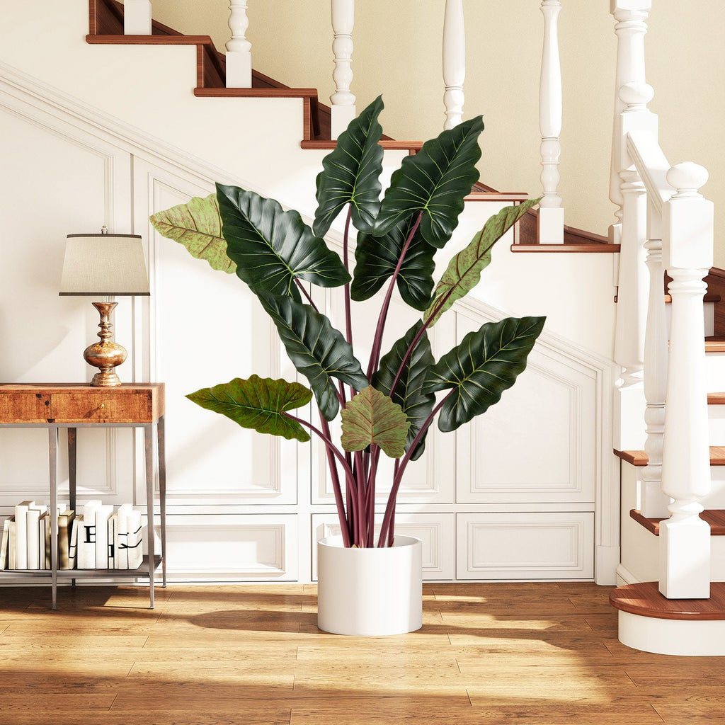 Artificial Rainbow Taro Tree 63 inches Tall with 11 Faux Leaves-1 Pack