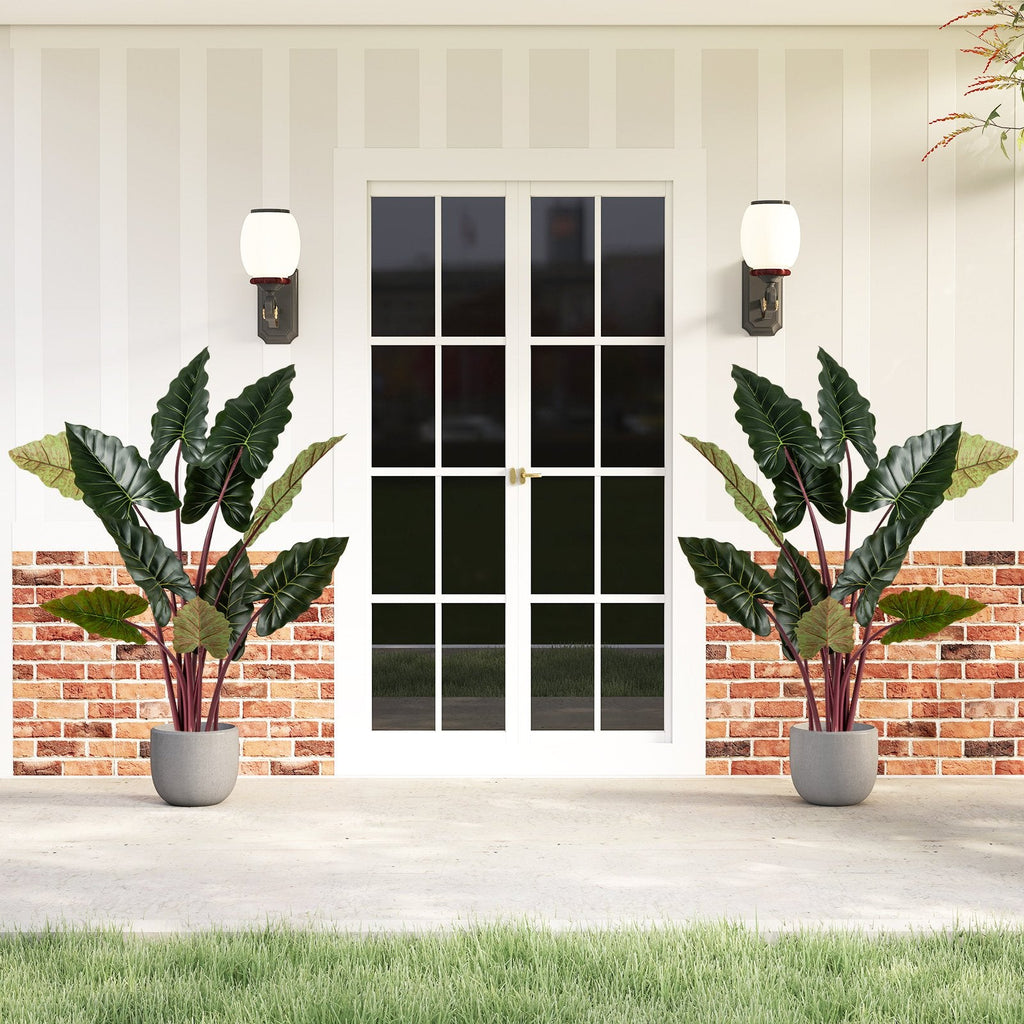 Artificial Rainbow Taro Tree 63 inches Tall with 11 Faux Leaves-2 Pack