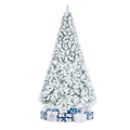 7.5 FT Snow Flocked Artificial Christmas Tree with 1010 Branch Tips and Four Sections