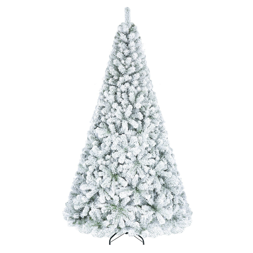 7.5 FT Snow Flocked Artificial Christmas Tree with 1010 Branch Tips and Four Sections