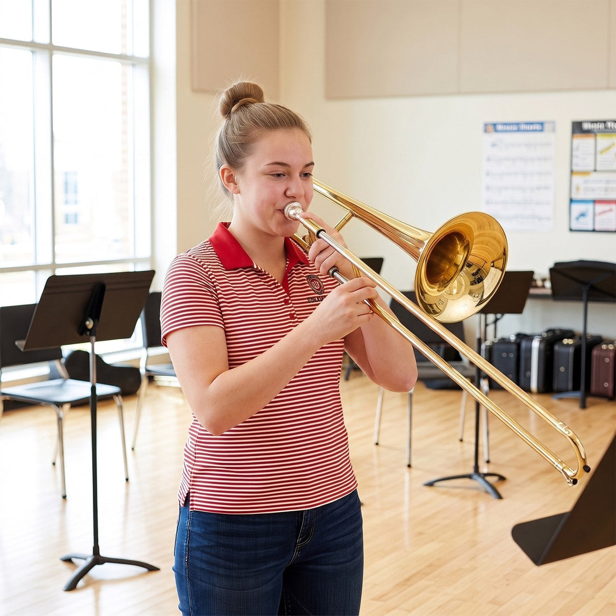 B Flat Trombone Golden Brass with Mouthpiece