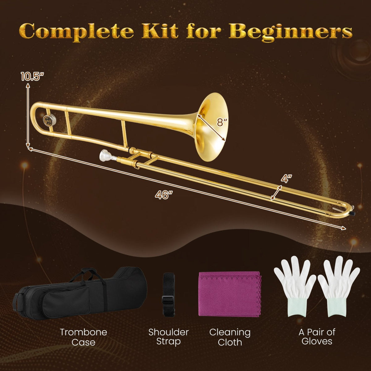 B Flat Trombone Golden Brass with Mouthpiece
