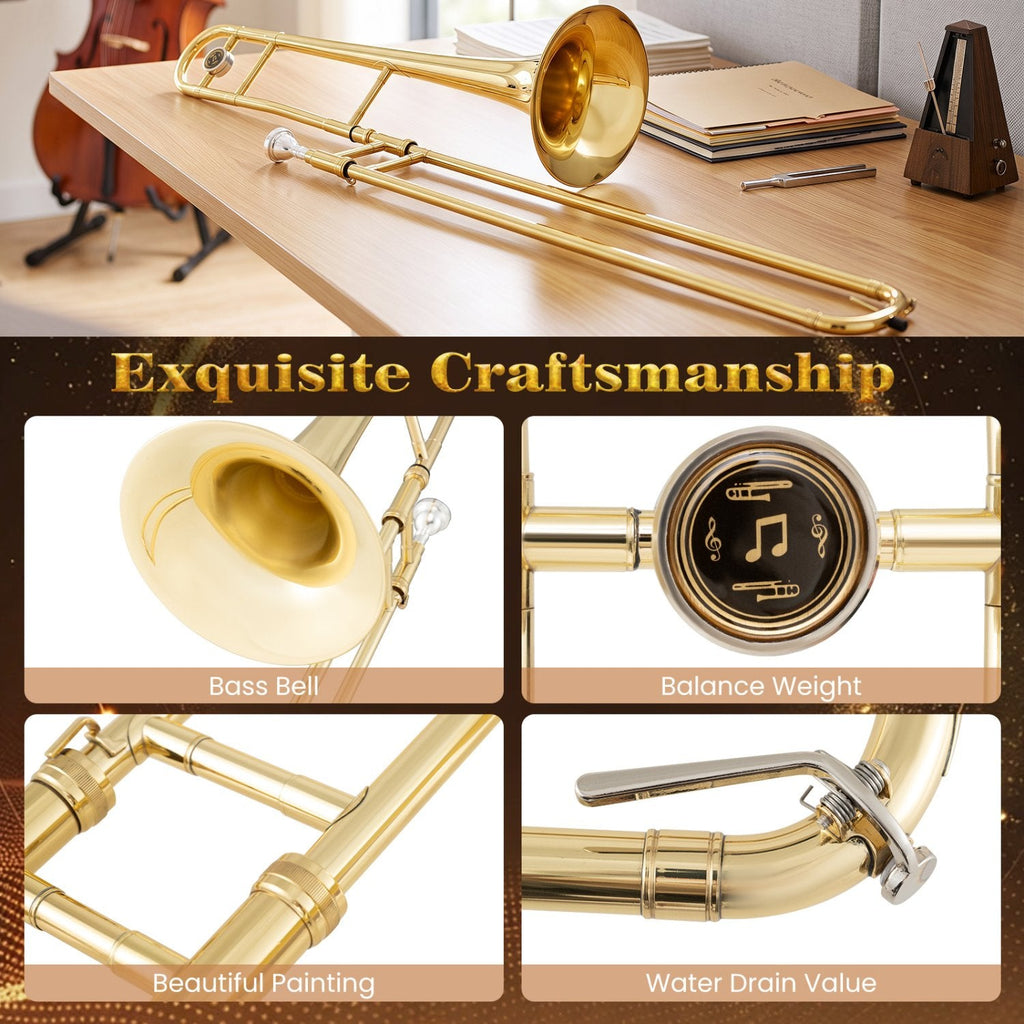 B Flat Trombone Golden Brass with Mouthpiece