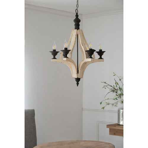 6-Light Wood Chandelier with Adjustable Chain (United States Delivery Only)