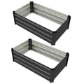Set of 2 Galvanized Raised Beds for Garden, Outdoor Planter Box for Flowers, Herbs and Vegetables, Grey