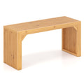 Bamboo Dining Bench Long Entryway Bench, Indoor Outdoor Solid Wood Bench-Natural