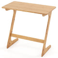 Bamboo Z-Shaped Spacious Sofa Side Table with Space-Saving Tabletop-Natural
