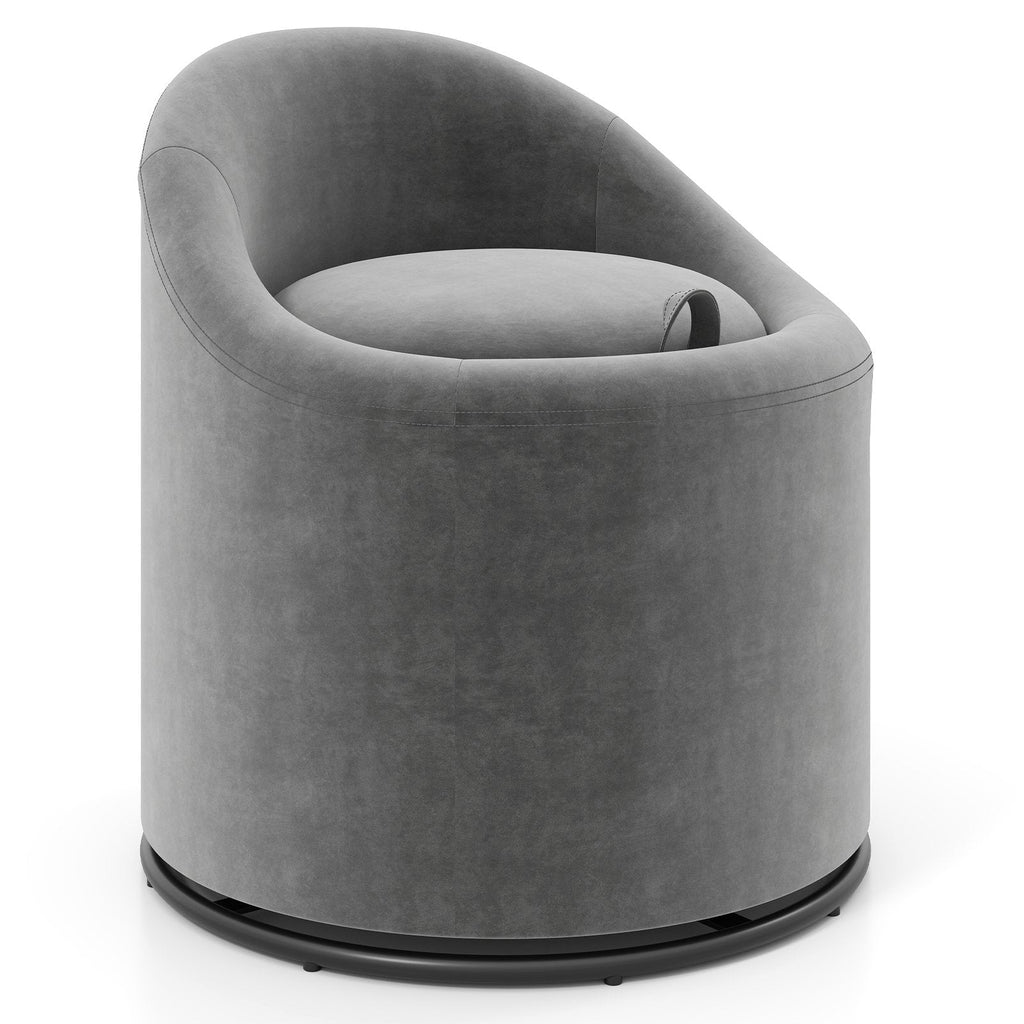 Barrel Chair with Storage 360° Swivel Upholstered Vanity Chair-Gray