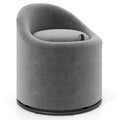 Barrel Chair with Storage 360° Swivel Upholstered Vanity Chair-Gray