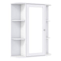 Mirrored Bathroom Medicine Cabinet with Single Mirror Door and Adjustable Shelf-White