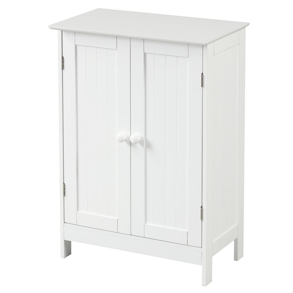 Bathroom Floor Storage Double Door Cupboard Cabinet-White