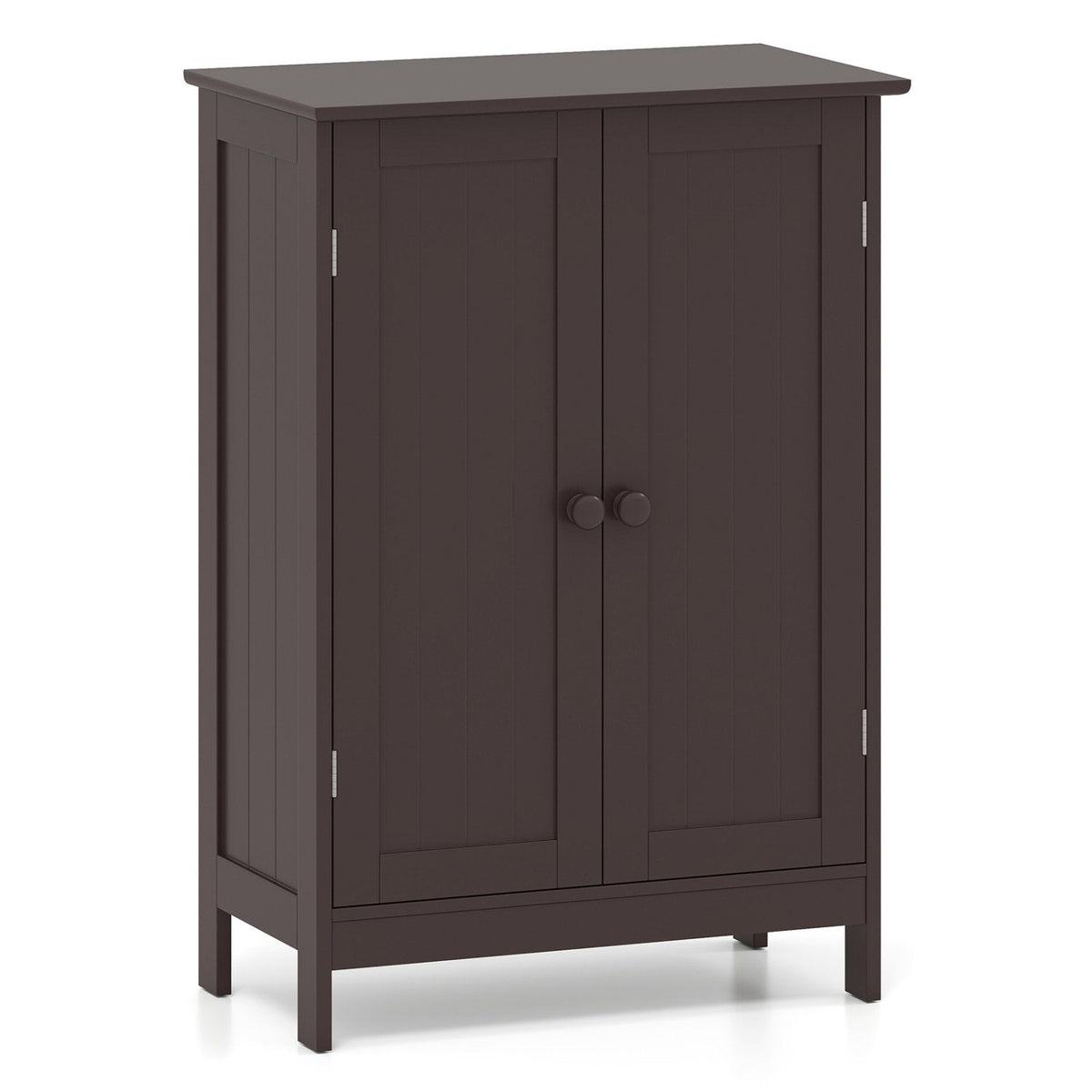 Bathroom Floor Storage Double Door Cupboard Cabinet-Brown