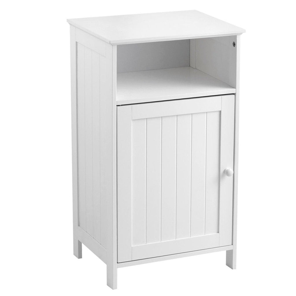 Bathroom Freestanding, Adjustable Shelf Floor Storage Cabinet-White