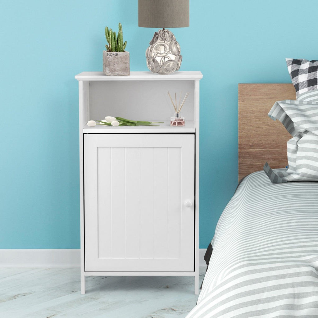 Bathroom Freestanding, Adjustable Shelf Floor Storage Cabinet-White