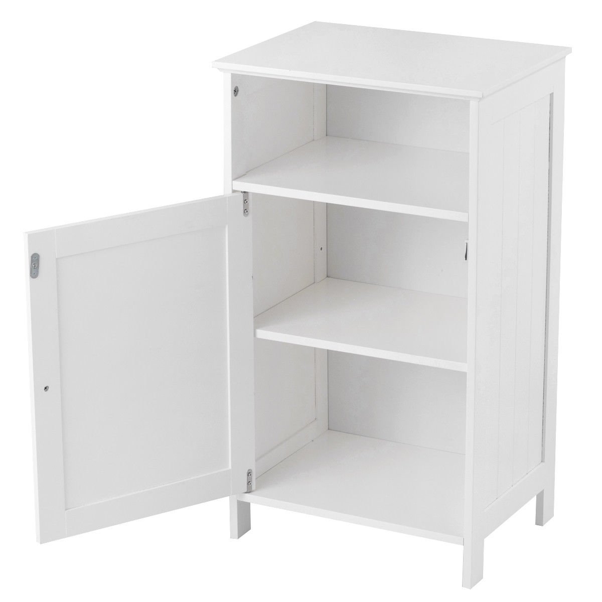 Bathroom Freestanding, Adjustable Shelf Floor Storage Cabinet-White