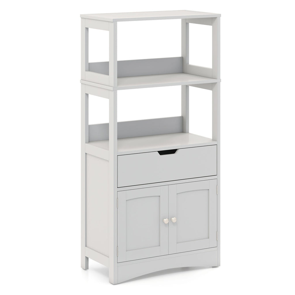 Bathroom Storage Cabinet with Open Shelves and Drawer-Gray