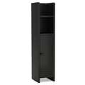Bathroom Slim Cabinet Corner with Door and Adjustable Shelf-Black