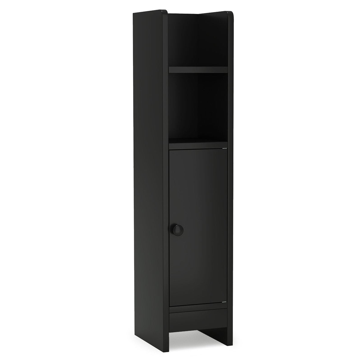 Bathroom Slim Cabinet Corner with Door and Adjustable Shelf-Black