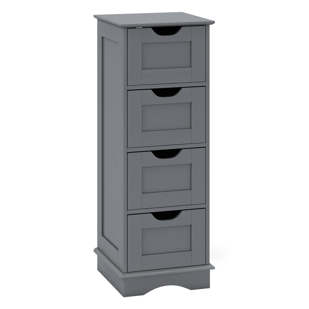 Bathroom Storage Cabinet with Cutout Handles and 4 Drawers-Gray