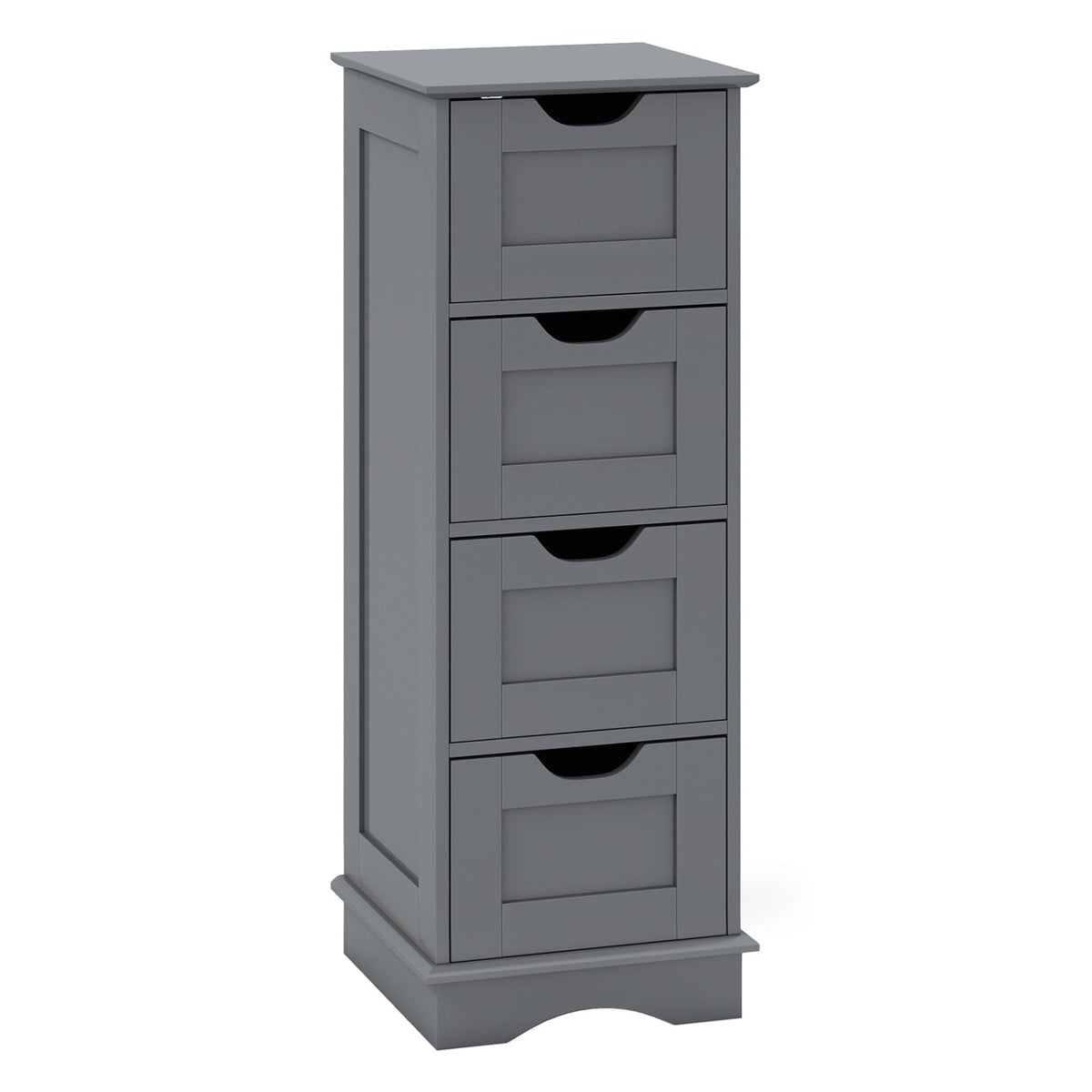 Bathroom Storage Cabinet with Cutout Handles and 4 Drawers-Gray