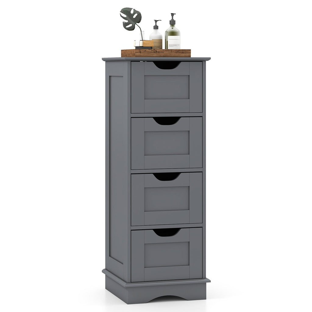 Bathroom Storage Cabinet with Cutout Handles and 4 Drawers-Gray