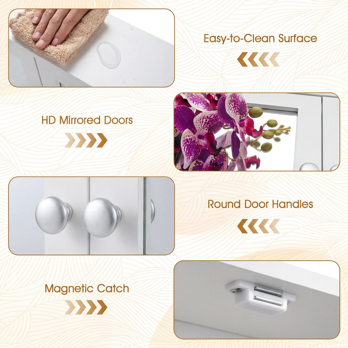 Bathroom Wall Mount Mirror Cabinet Organizer-White