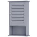 Bathroom Wall Mount Storage Cabinet Single Door with Height Adjustable Shelf-Gray