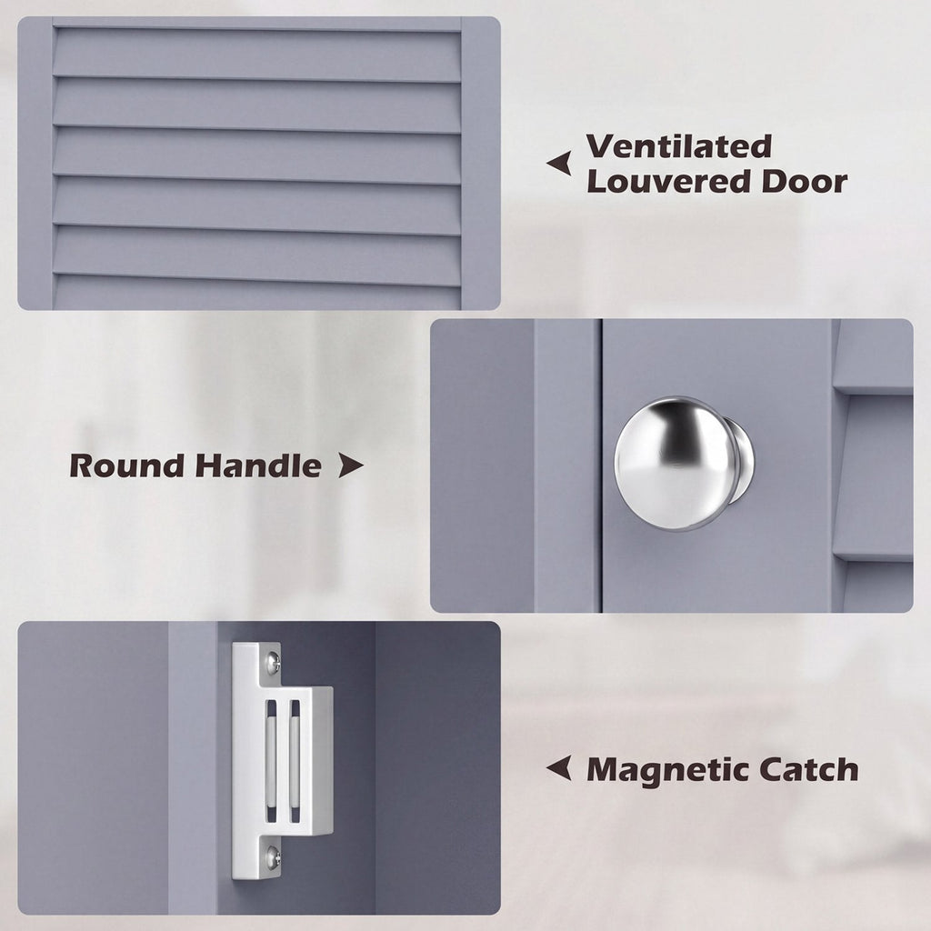 Bathroom Wall Mount Storage Cabinet Single Door with Height Adjustable Shelf-Gray