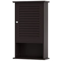 Bathroom Wall Mount Storage Cabinet Single Door with Height Adjustable Shelf-Rustic Brown