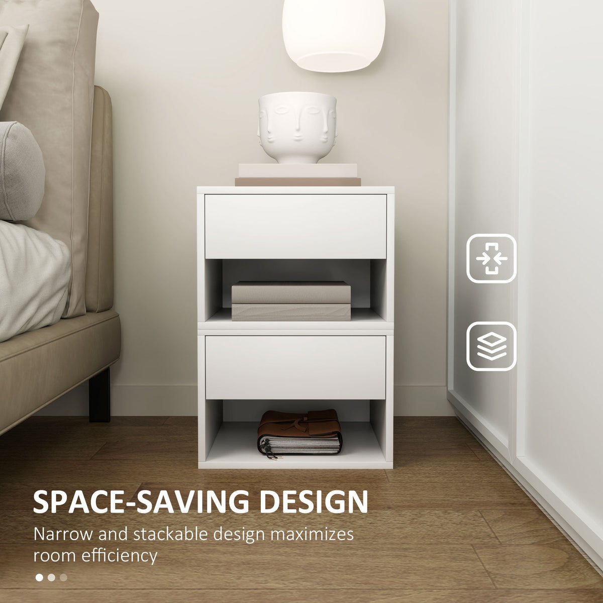 Floating Nightstand Set of 2, Wall Mounted Bedside Table with Drawer for Bedroom Black