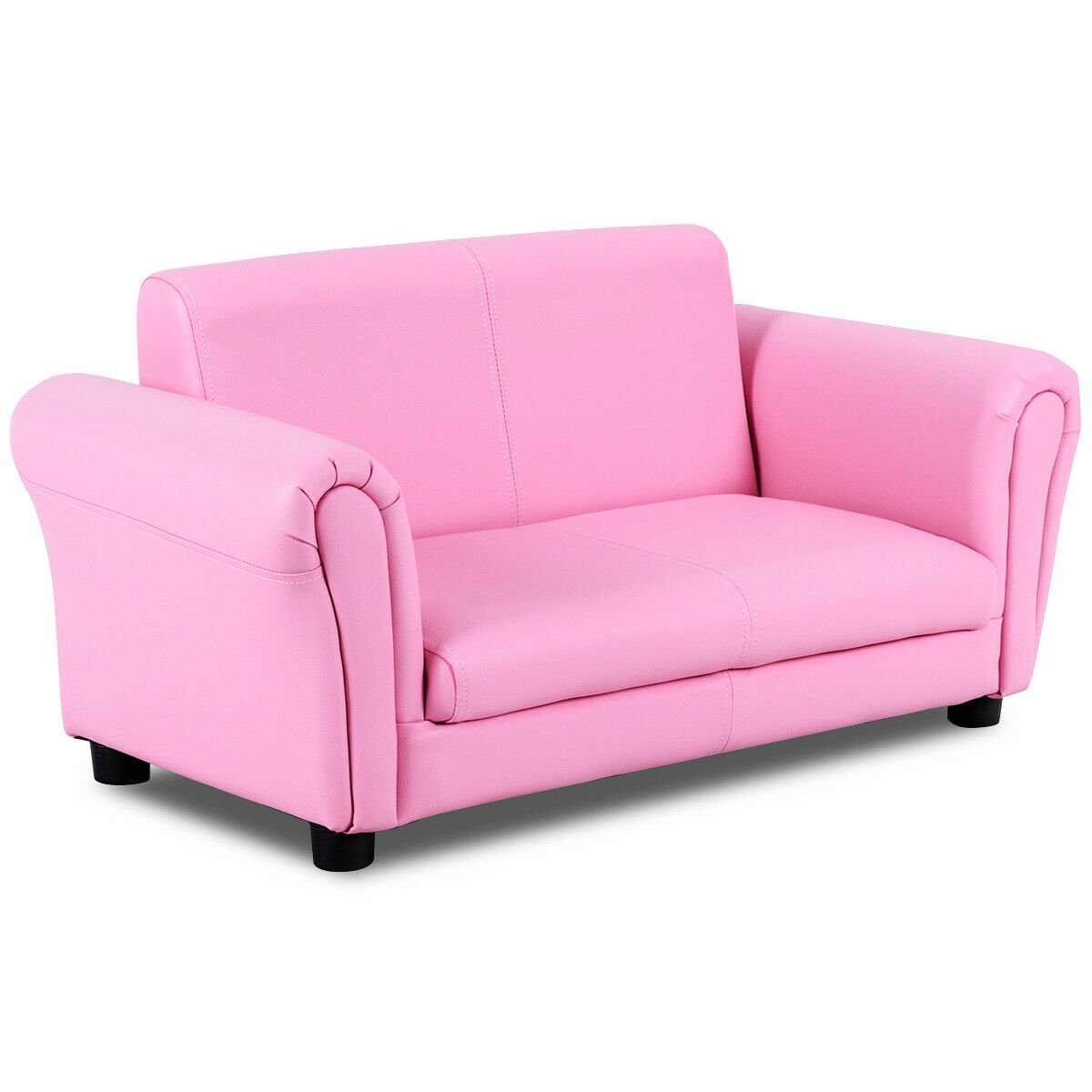 Kids Two Seat Sofa with Matching Ottoman in Pink