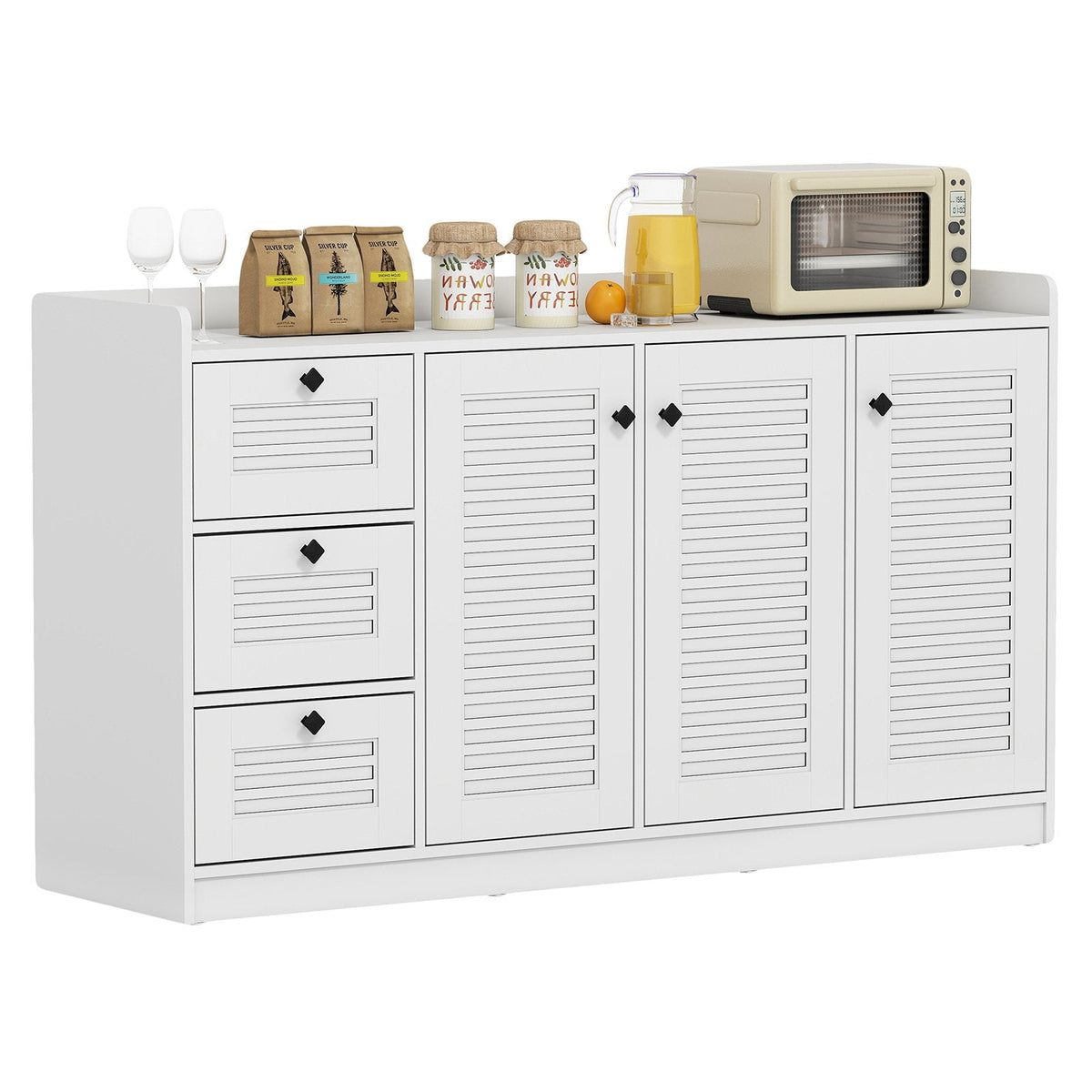 Buffet Cabinet with Storage Modern Sideboard Cabinet with 3 Doors-White