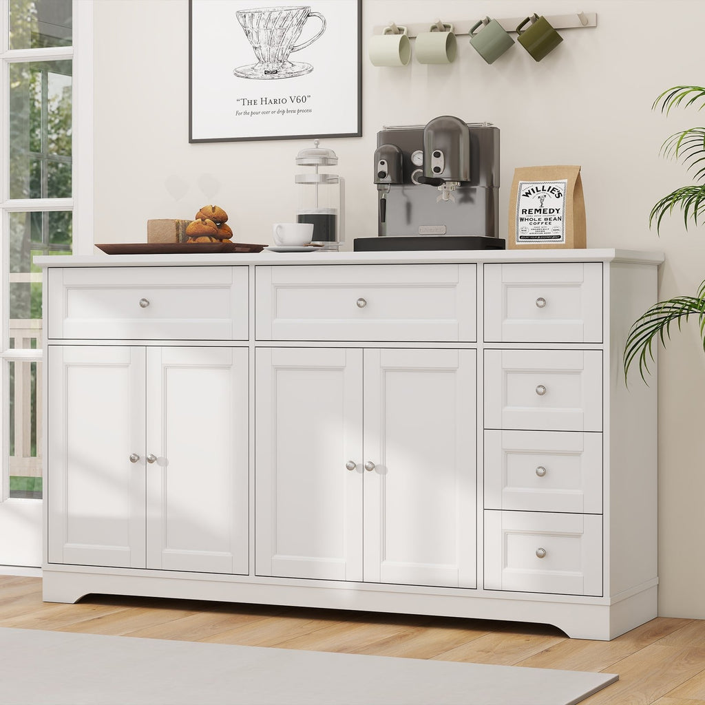 Buffet Sideboard 59 inches Modern Coffee Bar Station Console Table-White