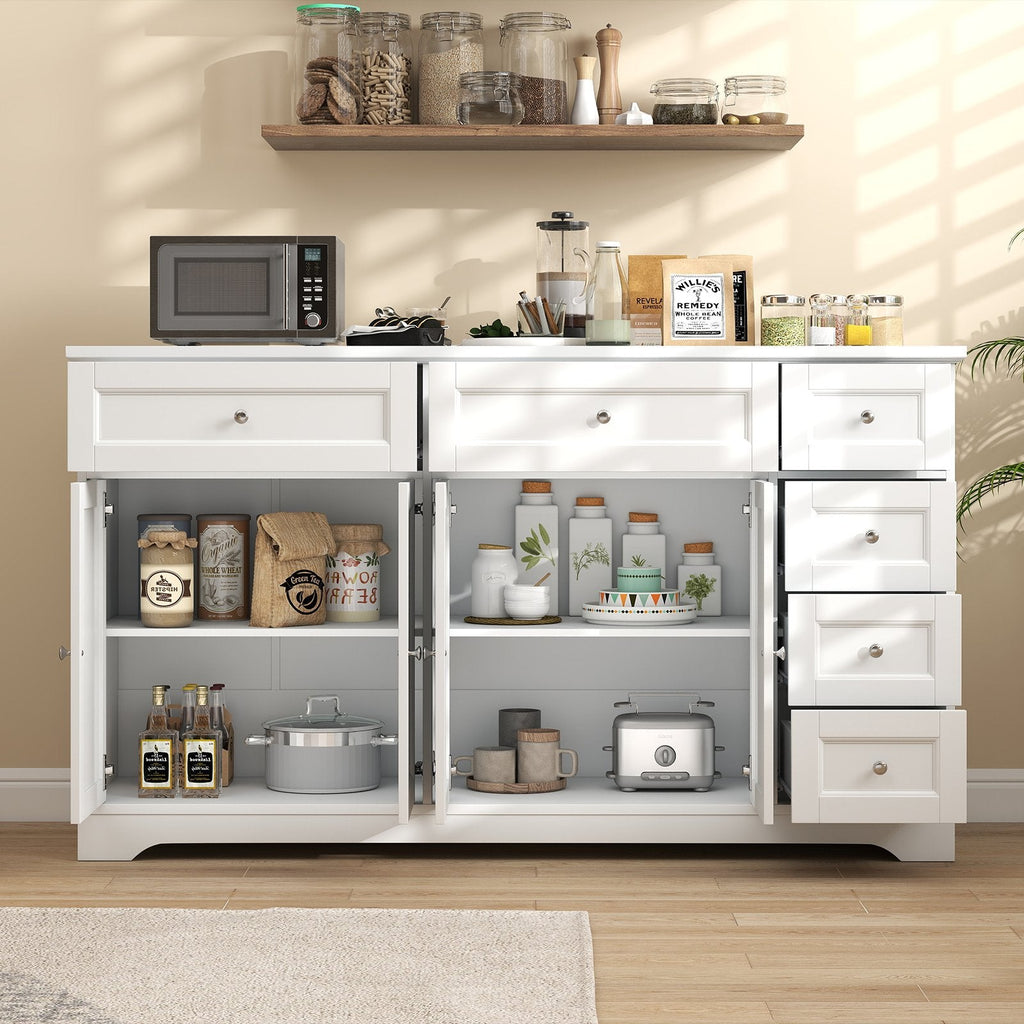 Buffet Sideboard 59 inches Modern Coffee Bar Station Console Table-White