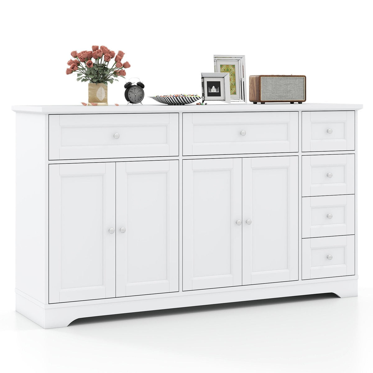 Buffet Sideboard 59 inches Modern Coffee Bar Station Console Table-White