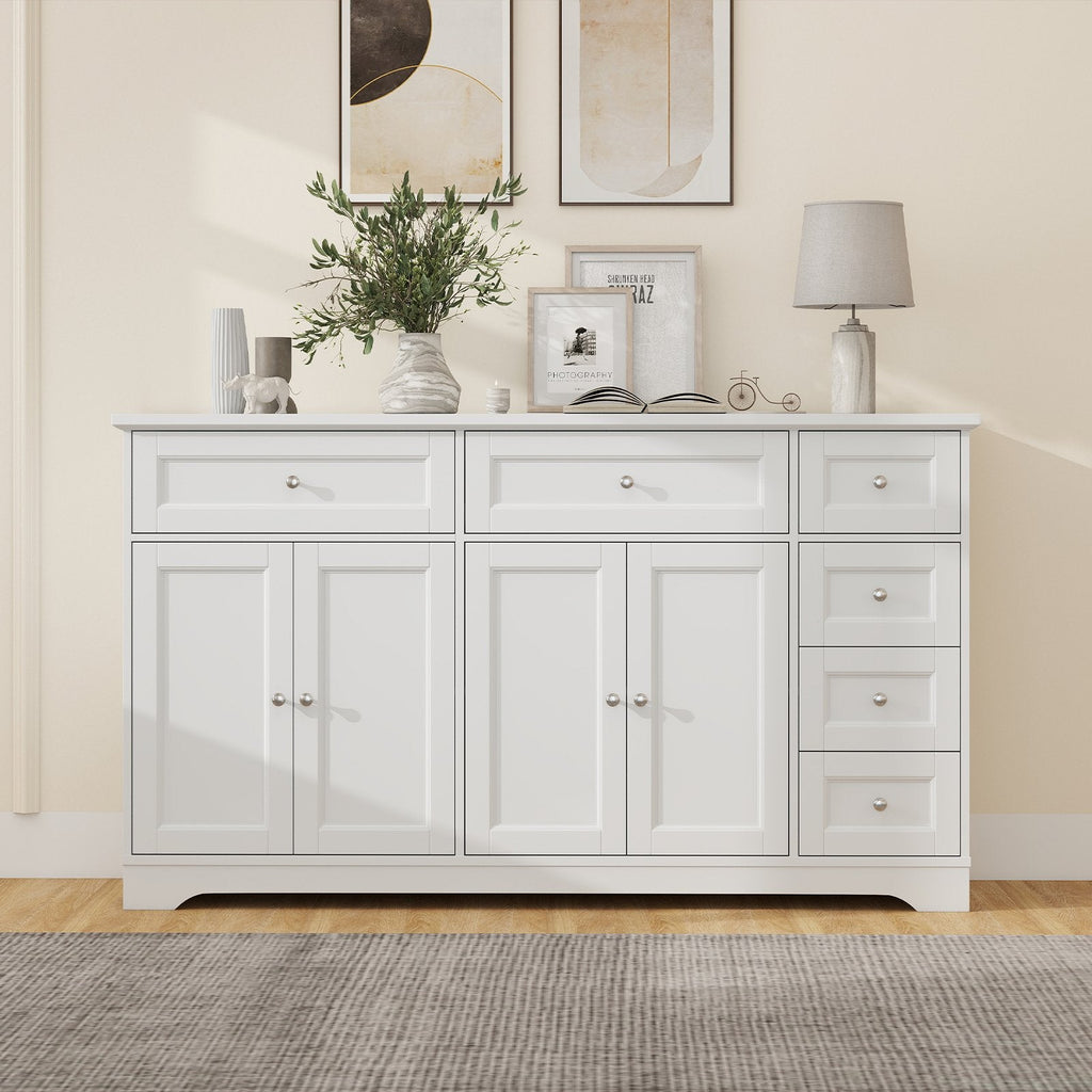 Buffet Sideboard 59 inches Modern Coffee Bar Station Console Table-White