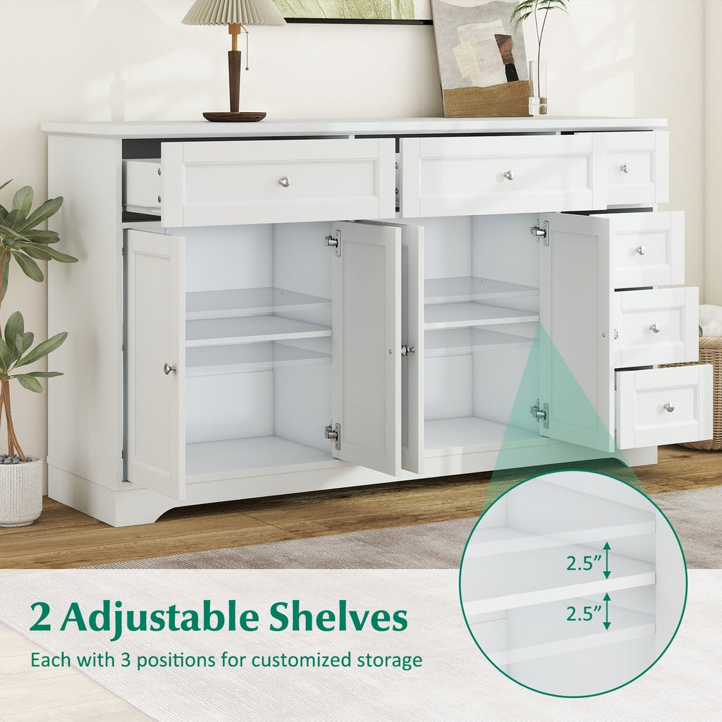 Buffet Sideboard 59 inches Modern Coffee Bar Station Console Table-White