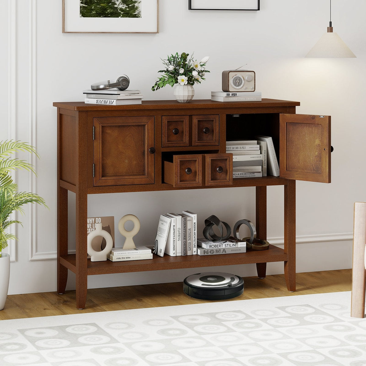 Buffet Sideboard Cabinet with 2 Doors and 2 Drawers-Brown