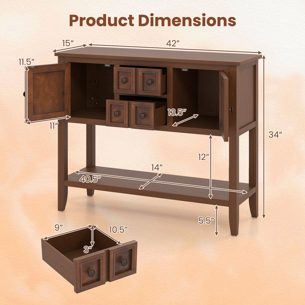 Buffet Sideboard Cabinet with 2 Doors and 2 Drawers-Brown
