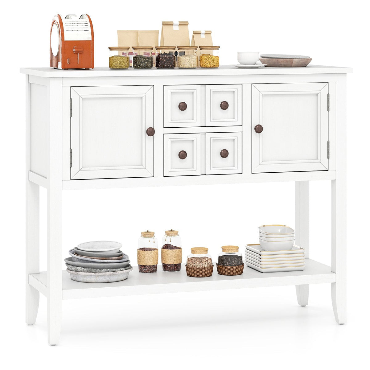 Buffet Sideboard Cabinet with 2 Doors and 2 Drawers-White