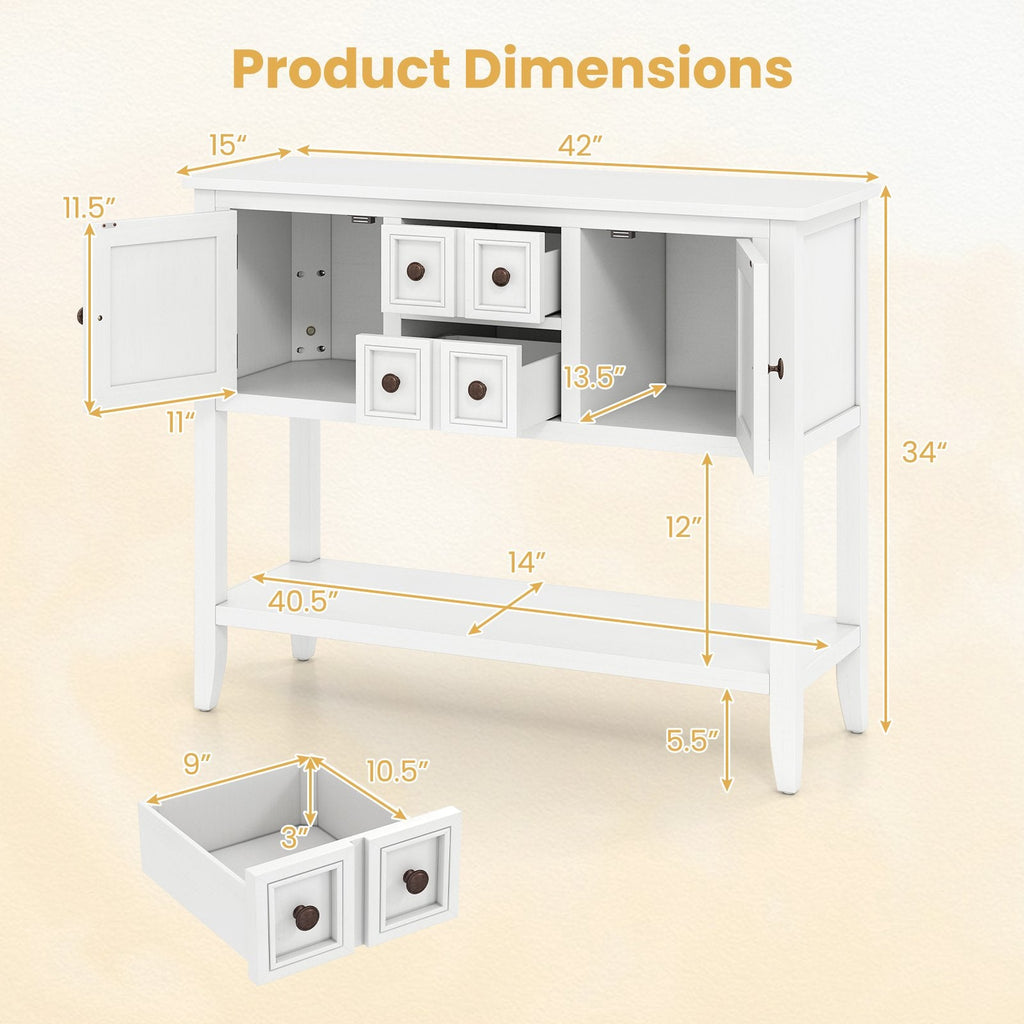 Buffet Sideboard Cabinet with 2 Doors and 2 Drawers-White