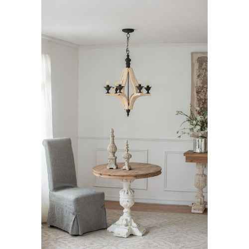 6-Light Wood Chandelier with Adjustable Chain (United States Delivery Only)