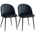 Set of 2 Mid-Back Dining Chair, Mid-Back Velvet-touch Upholstery Kitchen Chair for Living Room Dining Room, Black