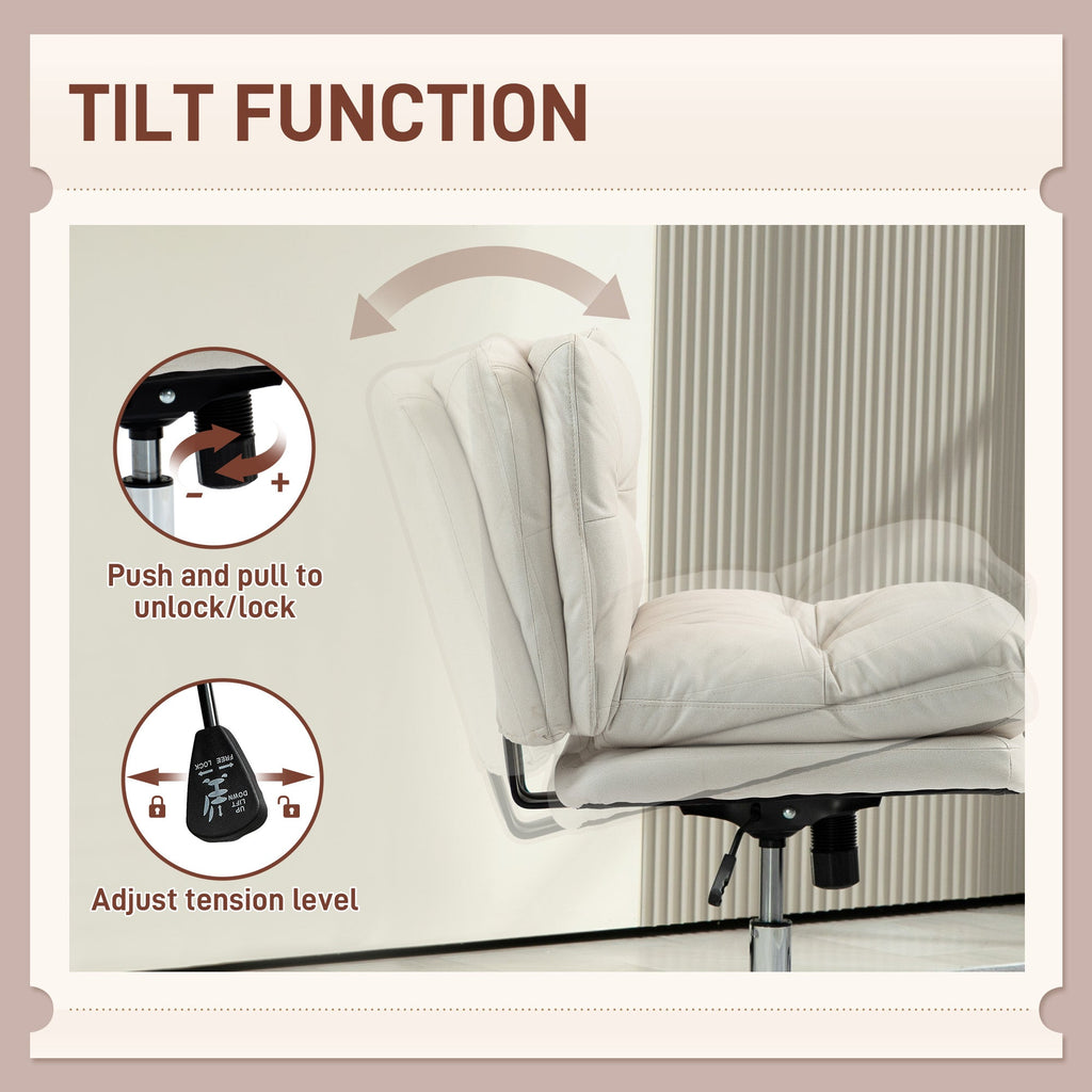 Armless Office Chair, Criss Cross Chair with Adjustable Height & Tilt Function for Home Office, Study, Grey