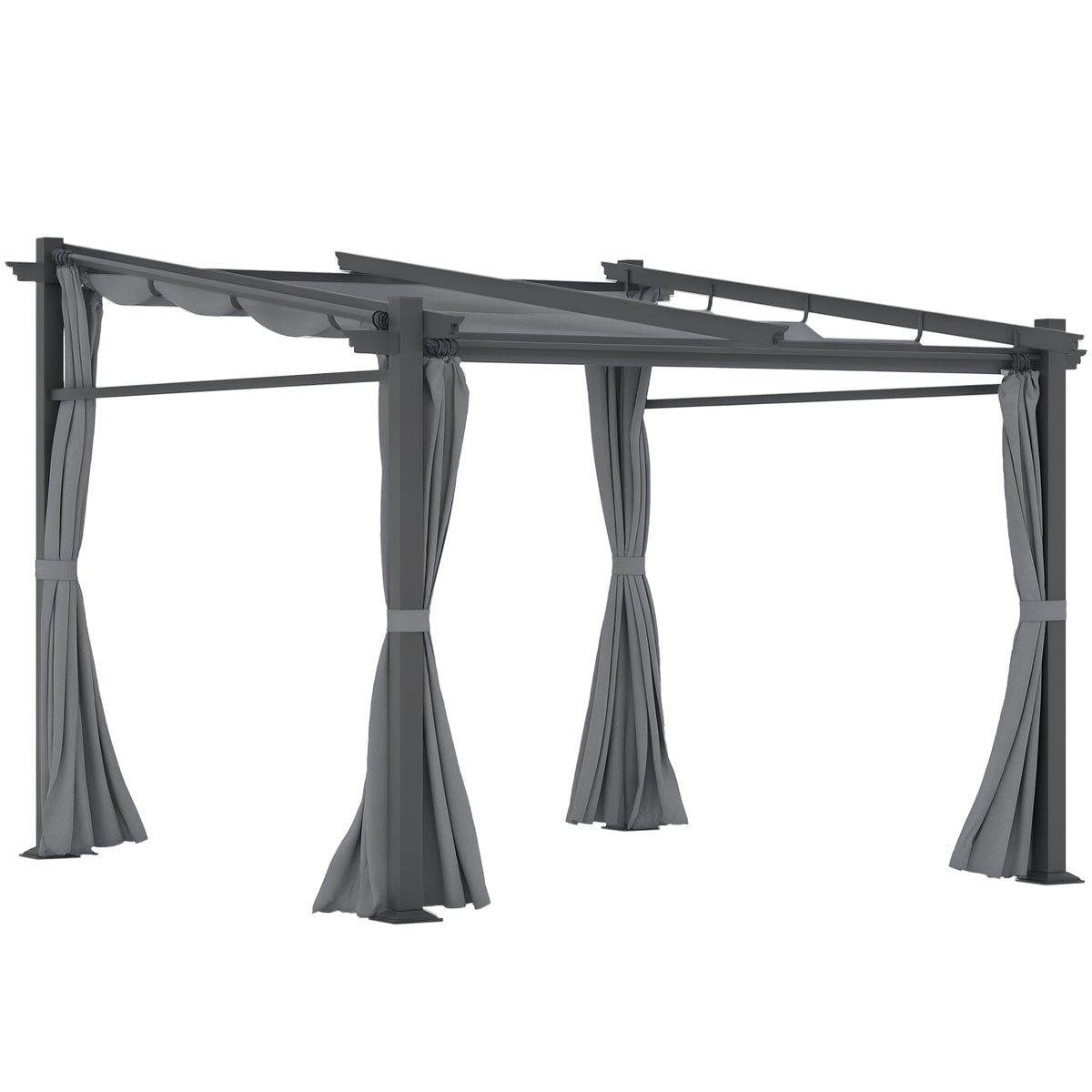 Metal Pergola with Sliding Roof Canopy, Retractable Pergola Canopy, 10' x 10', Beige