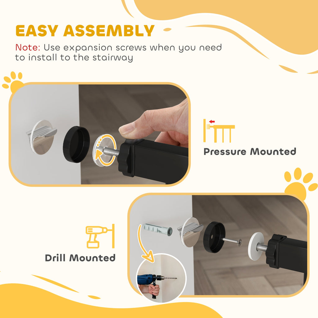 Pressure Fit Dog Gate Pet Barrier for stairs doorway, 29.9''- 42.1'' Width White