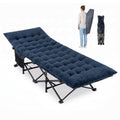 Camping Cot for Adults with Soft Padded Mat and Carrying Bag-Navy